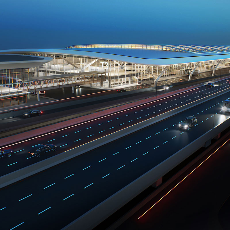 Modern building with glass ceiling